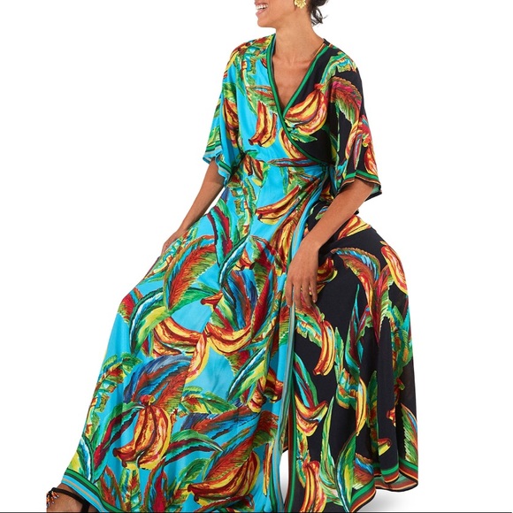 Good pre owned condition Farm Rio XL Banana wrap dress - Picture 2 of 3